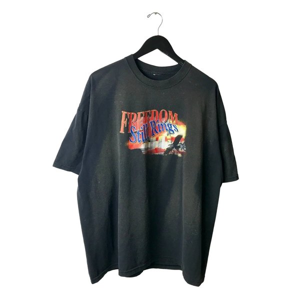 Bleached Vintage Freedom Still Rings Make No Mistake T Shirt Adult Black XL Logo - Picture 2 of 16